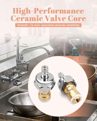 21-308L 21-309L Cold and Hot Valve Repair Kit Fit for Krowne Royal Series Faucet/Pre-Rinse Units, 1/4 Turn Ceramic Cartridge without Handle,1 Pair