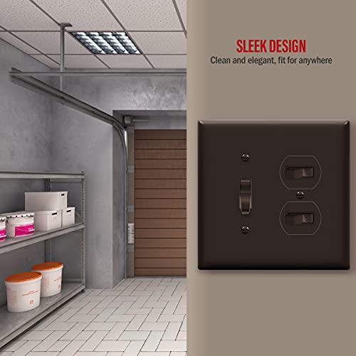 ENERLITES 2-Gang Toggle/Duplex Combination Wall Plate, Brown - color: Brown, size: Mid-Size