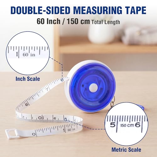 WORKPRO Soft Tape Measure, 60'' Retractable Measuring Tape for Body, Blue - color: Blue