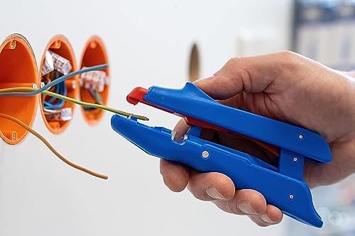 WEICON Mini-Duo No. 150 Stripper / 20-10 AWG (0.5-6 m squared)/Cable with Side Cutter/Blue red/ 6 19/64 inch (160 mm)