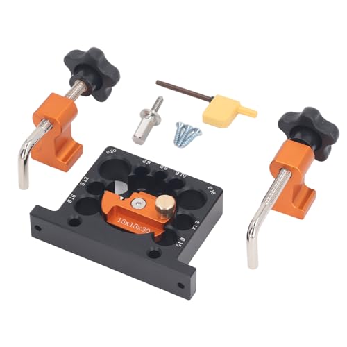 Dowel Maker Jig Kit, Adjustable Woodworking Dowel Maker with Electric Drill, 9 Holes 8-20mm, Aluminum Alloy Round Rod Milling Tool, Carbide Blade, Includes Wrench Fixing Clips and Screws