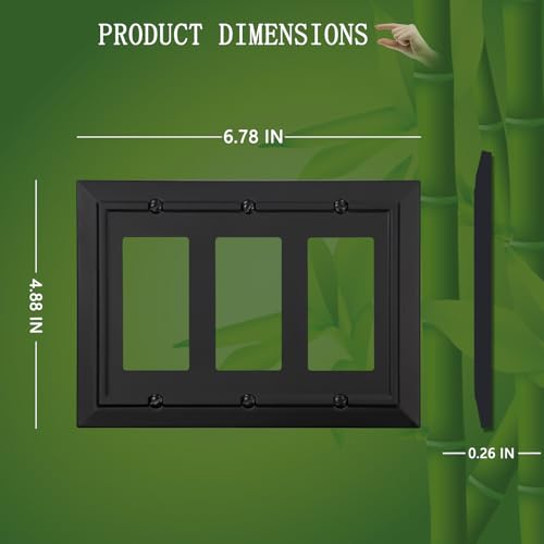 Classic Architecture Wall Plates,Light Switch covers, Electrical Outlet Covers, Duplex receptacle wall plates,Mid Size Bamboo Fiber Material Switch plates Matte Black (3 Gang Decorator 1PK) - style: 3 Gang Decorator 1PK