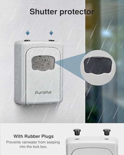 Puroma Key Lock Box Large with Code Lockbox Outdoor Wall Mount 1 Silver - color: Silver