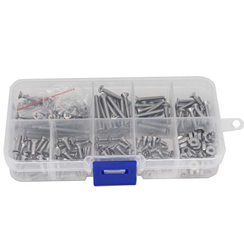 240pcs #4-40 Flat Phillips Countersunk Head Machine Screws Hex Nuts Assortment Kit 304 Stainless Steel, 1/4" 3/16" 5/16" 3/8" 1/2" 5/8" 3/4" 1-1/4"