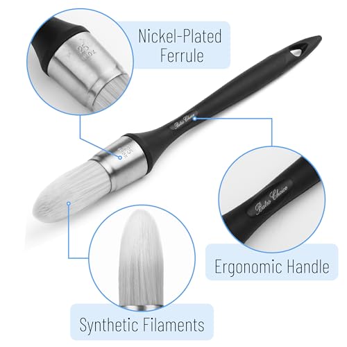 Bates- Trim Paint Brush, 3 pcs, 5/8”, 3/4” and 1”, Ergonomic Handle, Grey Theme, Trim Brushes for Painting - color: Grey Theme, size: 5/8”, 3/4”, 1”