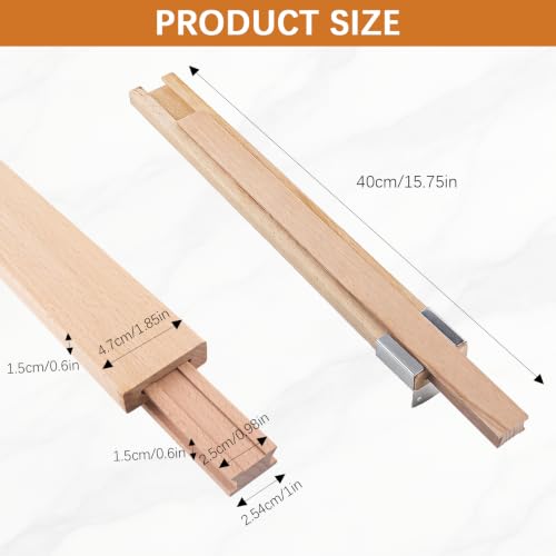 4 Pack Wooden Drawer Slides Bottom Mount Classic Center Guide Track with Metal Slide Glides Traditional Wood Drawer Rails for Dresser Replacement(16 Inches)