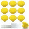 10-Pack Ceramic Cabinet Knobs Yellow 32mm Round Drawer Pull - color: Yellow
