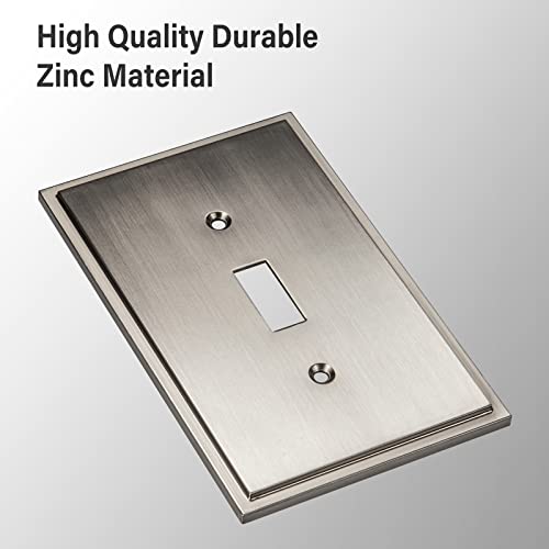 Henne Bery Soft Modern Decorative Wall Plate Switch Plate Outlet Cover (Single Toggle 3PK, Satin Nickel) - style: Single Toggle 3PK