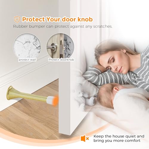 Ravinte Door Stoppers, 12 Pack Gold Spring Door Stops with Rubber Bumper - color: Gold
