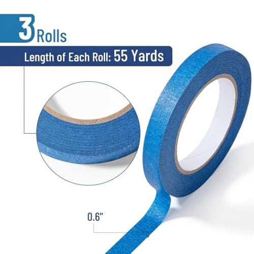 Mr. Pen- Dark Blue Masking Tape, 0.6 Inch Wide, 3 Rolls, 3 x 55 Yards - color: Dark Blue