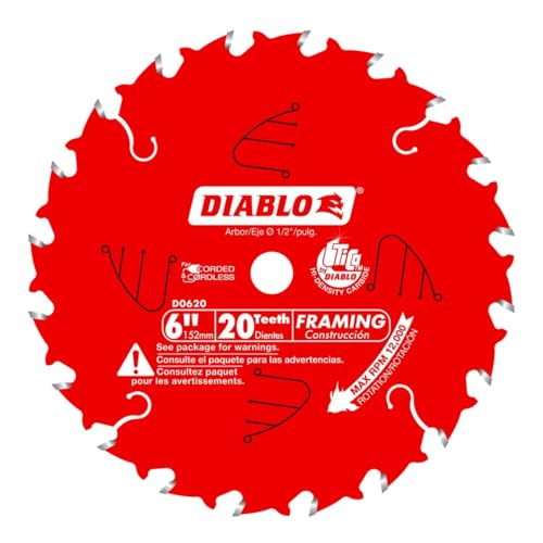 Diablo Framing Saw Blade - 6" Diameter, 20 ATB Teeth, 1/2" Arbor - size: 1/2" Arbor x 6" Dia