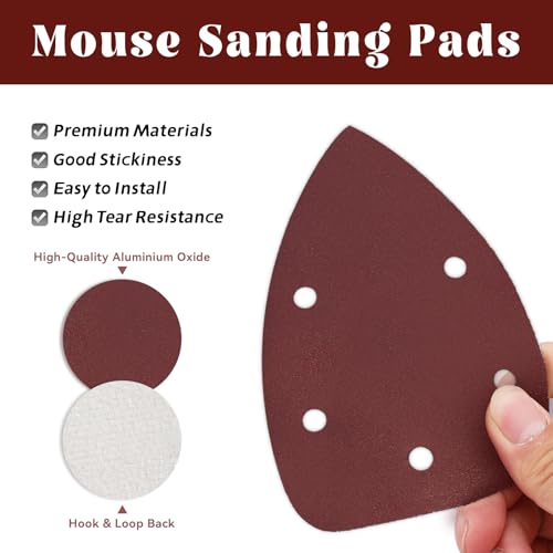 60 Pcs 1000 Grit Mouse Sandpaper, Aluminum Oxide Mouse Sanding Pads - size: 1000 Grit