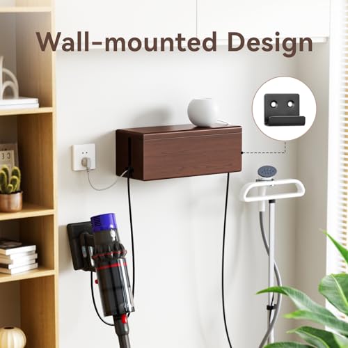 Large Cable Management Box-Stylish Wire Organizer, Wire Concealer and Wire Management Box-Wire Management Box with Protective Sleeve (Black) - color: Black