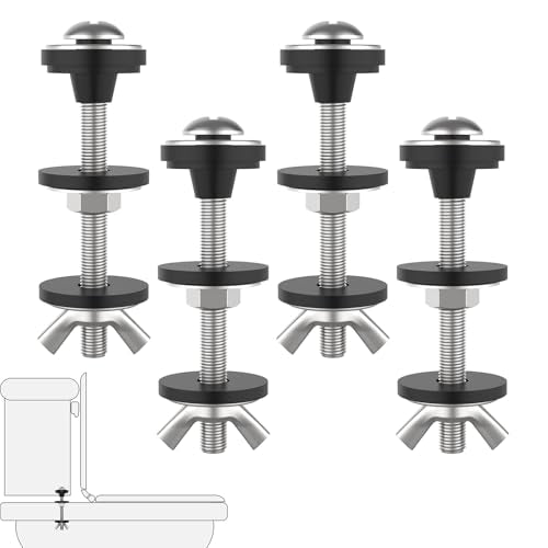 4 Pcs Universal Toilet Tank to Bowl Bolts Kit, Heavy Duty Stainless Steel Toilet Tank Bolts with Stainless and Rubber Washers Gasket for Toilet Mounting and Repair - size: Bolts