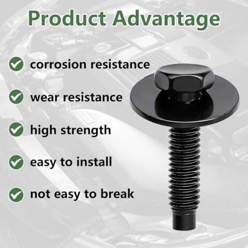 50Pcs M6-1.0 Automotive Body Bolt & U-Nut Clips Kit, Multipurpose Fender Bolts Body Fastener Clips for Most Cars Bumper Engine Splash Shield (25Sets) - color: Black-M6