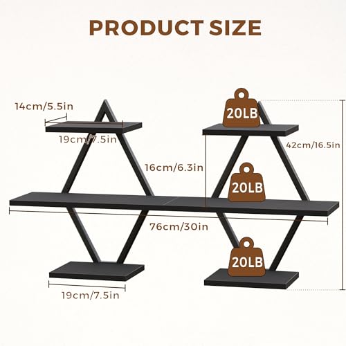 Floating Wall Shelves, Set of 2, Black - color: Black