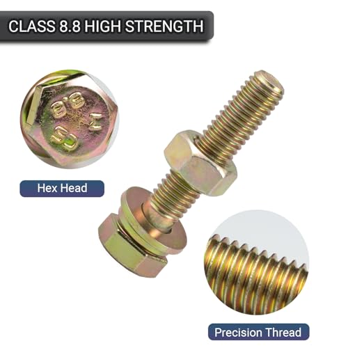 540 pcs Metric Bolt and Nut Set - M5/M6/M8 Class 8.8 Heavy Duty Hexagon Bolts and Nuts Assortment Kit with Yellow Zinc Plated Coating - size: M5/M6/M8