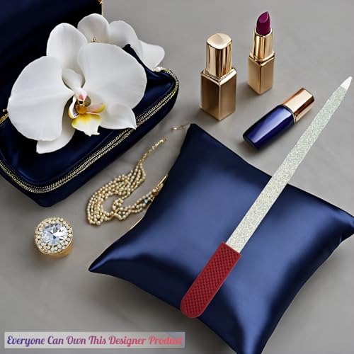 Professional Sapphire Ruby Red Nail File for Seniors & Adults – 6.7" Stainless Steel, Double-Sided Metal File, Ergonomic Non-Slip Handle, for Natural, Gel, Acrylic Nails, Manicure & Pedicure Tool
