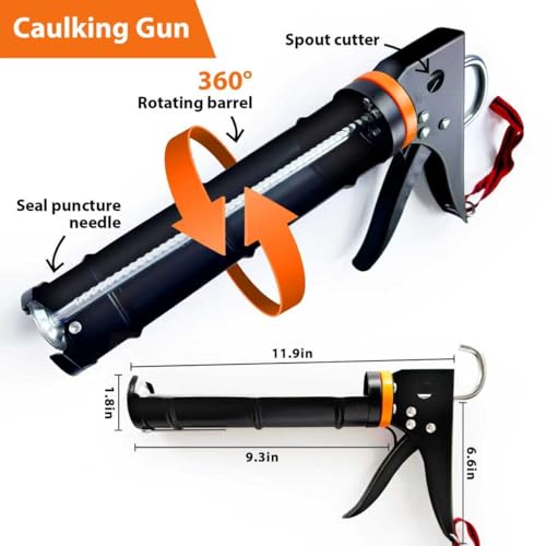 Caulk Gun Kit with Caulk Remover Tool - Smooth Silicone Caulking Gun Set for Caulking Removal, Shower & Bathroom, Includes Caulking Gun Tool, Caulk Scraper Tool Spackle Knife, All in One with Gift Box