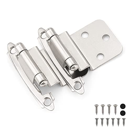 20 Pairs (40 Pack) 3/8 Inch Inset Cabinet Hinges, Satin Nicke Decorative Self Closing Flush Face Mount Hinges,Decorative Hardware Hinges for Kitchen/Bathroom/Furniture Cabinets & Doors - color: Satin Nickel, size: 3/8 inch Insert