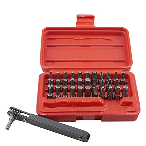K402 Screwdriver Bit Set with Mini Ratchet Wrench, 1/4-Inch Drive, 34-Piece - size: General Purpose
