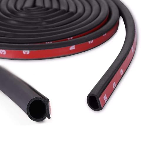 D-Shape Heavy Duty Weather Stripping 1/2"×7/16" Rubber Seal Weatherstrip Hollow with Bulb Door Gasket Strip(Self-Adhesive) for Automotive Truck RV Door Window Soundproof, 32FT | D-Shape Rubber Seal Weatherstrip(Self-Adhesive) Hollow with Bulb Door Gasket