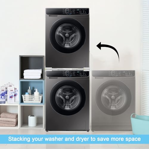 Washer Dryer Stacking Kit 29 inch - Universal Washer and Dryer Stacking Kit | with Pull Out Drying Rack - Adjustable 29"/28"/27"/26"/25"/24" Stacking Kit with Ratchet Strap - Space-Saving - style: with Pull-Out Drying Rack
