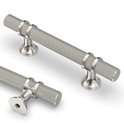 Asidrama 10 Pack 3 Inch(76mm) Knurled Brushed Satin Nickel Kitchen Cabinet Handles, Cabinet Pulls Kitchen Cabinet Hardware Cupboard Handles Drawer Pulls - color: Brushed Satin Nickel, size: 3" Hole Center, style: 10 Pack