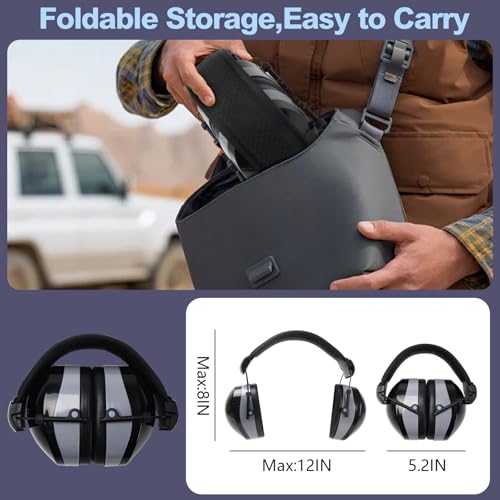 37dB Gun Range Ear Protection, Adjustable Ear Muffs for Noise Reduction, for Shooting, Construction, Mowing - color: Black