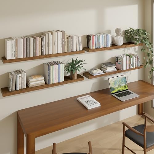 ROGMARS 36 Inches Long Walnut Floating Shelves - color: Walnut, size: 36 Inch set of 4