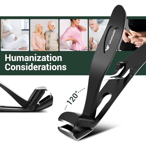 German Nail Clippers for Men, VANWIN Toenail Clippers for Thick Nails for Seniors with 16mm Wide Jaw, Ergonomic Heavy Duty Angled Head Toe Nail Clippers with Catcher Fingernail Clipper for Women Black - size: 3-Pack