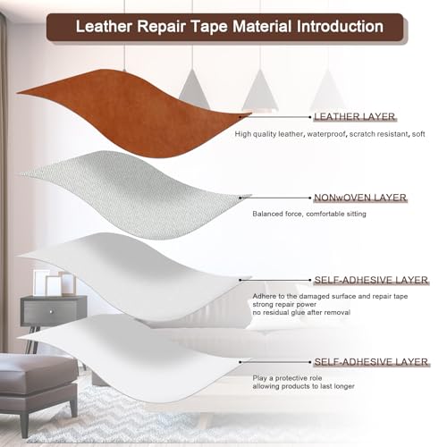 JDLUGH Leather Repair Patch Tape, 15x60 Inch, Brown 2.0 - color: Brown 2.0, size: 15x60 Inch