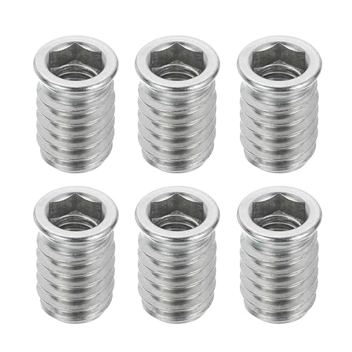 MECCANIXITY 6Pcs Threaded Inserts Nuts, M8x20mm Hex Socket Drive Nut Inserts for Wood - 304 Stainless Steel Screws Furniture Screw in Nuts Bolt Fastener Connector Wood - size: M8x20mm