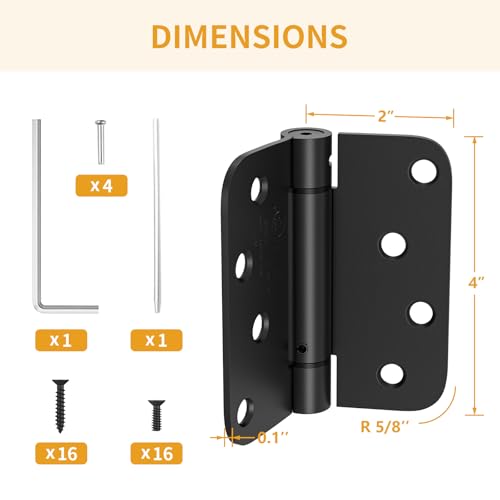 Luxbaro 2 Pack Self Closing Door Hinges, 4 Inch, Adjustable Tension, Black - color: Matte Black-5/8'', size: 4" 2 Pack