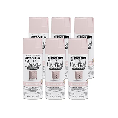 Rust-Oleum Chalked All-in-One Ultra Matte Blush Pink Spray Paint - color: Blush Pink, size: 12 Ounce (Pack of 6)