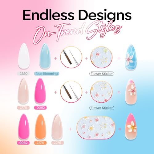 modelones Gel Nail Polish Set 6 Colors White Pastel Yellow Pink Orange Nude - color: A A2 White Pastel