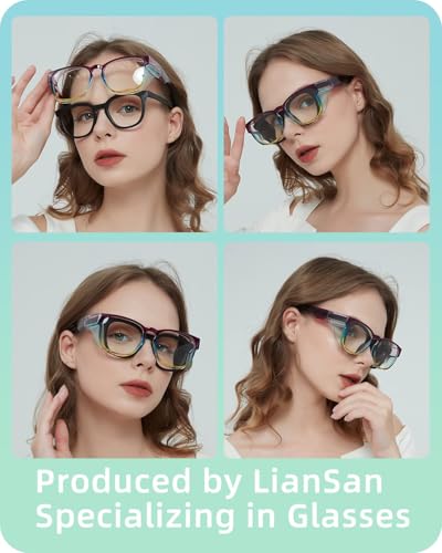 LianSan Safety Glasses Over Eyeglasses for Women - Anti-Fog Goggles Fit Over Eyewear for ANSI Z87.1 Certified - color: Multicolor/Clear