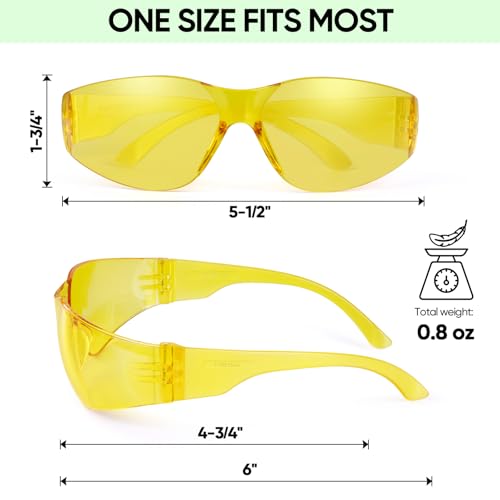 TICONN Clear Safety Glasses for Men & Women, ANSI Z87.1 Safety Goggles - style: 12 Pairs Yellow