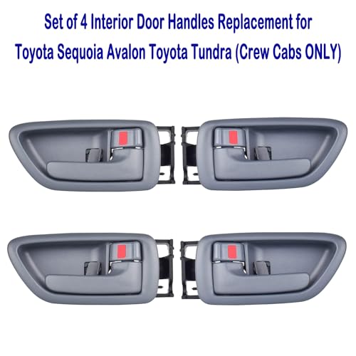 Set of 4 Front & Rear Drive & Passenger Side Interior Door Handles for 2000-2004 Toyota Avalon, 2001-2007 Sequoia, 2004-2006 Tundra(Crew Cabs Only) - Four Full-Sized Doors - Gray - size: 4 Pieces
