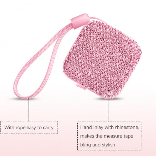 SlowVibes Bling Pink Diamond Retractable Body Measuring Tape, 60 Inch - color: Pink