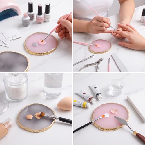 Resin Nail Art Palette 2Pcs, Gray Pink Mixing Tray - color: Gray, Pink