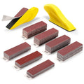 POLIWELL Micro Sanding Tools 3.5” x 1” Detail Sander for Small Projects, Mini Handle Sander Kit+ Sandpaper 40 80 120 180 240 400 600 Grit for Crafts Wood Finishing Tight Narrow Spaces, 120 PCS - style: 120 Pcs