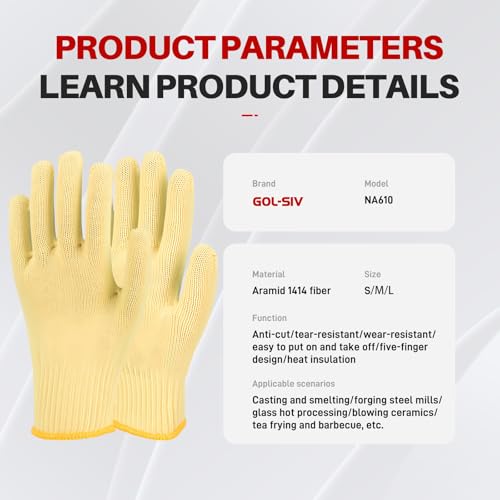 Aramid Cut Resistant Gloves, Thick Knit Design, Grilling Gloves for Men & Women, Machine Washable, Small - size: 1pc-Small, style: Aramid