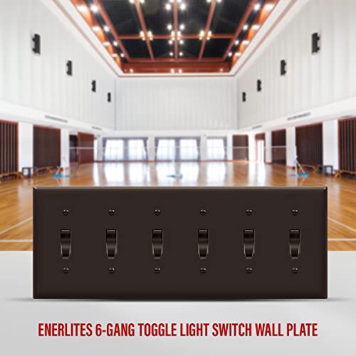 ENERLITES Six Gang Light Switch Wall Plate, Toggle Switch Plate, 6-Gang Standard Size 4.50" x 11.81", Unbreakable Polycarbonate Thermoplastic, 8816-BR, Brown - color: Brown, size: Standard Size