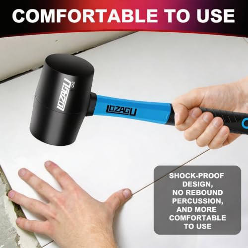 12oz Rubber Mallet Hammer, Fiberglass Handle, for Flooring, Tent Stakes, Woodworking, Camping, Soft Blow Tasks without Damage - style: 12oz Rubber Mallet