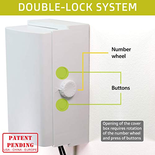 Outlet Cover BOX Baby Proofing (1-Pack) Patented Dual-Lock for Much Better Toddler Proofing, Easy Operation, Simple 3 Step Install with Included Screws. Provides Extra Space Inside for Plugs,Adapters