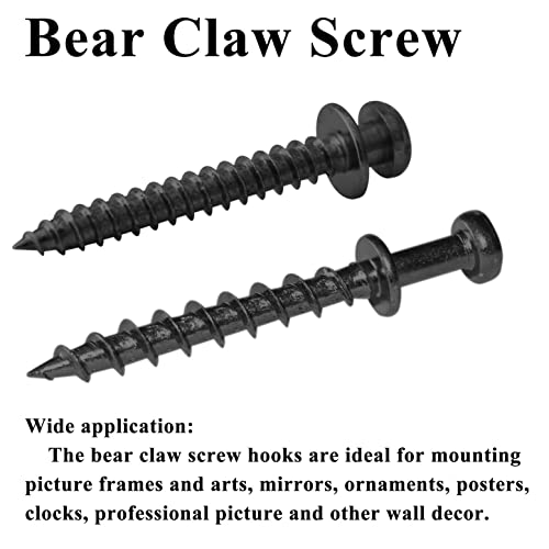 laffeya Picture Hanging Screw, Double-Headed Bear Claw Nail Keyhole Hanger - style: Black Mix Size