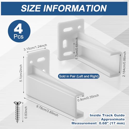Chunful 2 Pair Rear Drawer Track Socket Back Plates Mounting Brackets,White | With Screws for Install, Replacement Socket for Drawer Slide Repair, Left Right Pair for Cabinet Furniture Rear Mounting - color: White