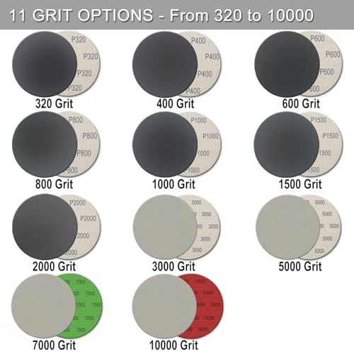 6 Inch 50 Pcs Wet Dry Hook and Loop Sanding Discs, No Hole, 7000 Grit - style: Grit 7000