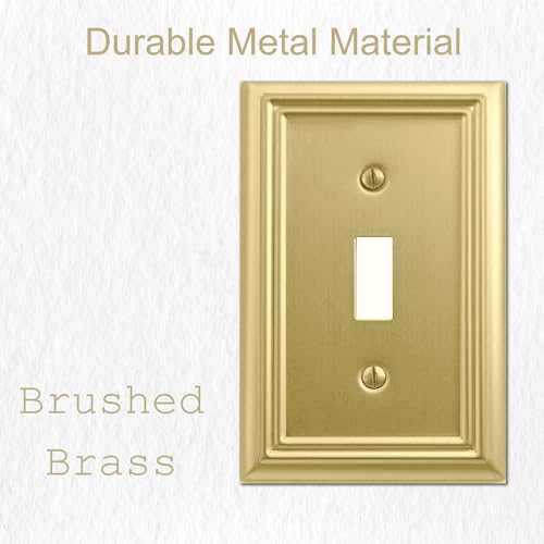 OKAWYC Single Toggle Light Switch Cover Adler Metal Wall Plate, 4-Pack Brushed Brass 1 Gang, for Light Switch Cover Decorative Wallplate, Durable - size: 1 Toggle
